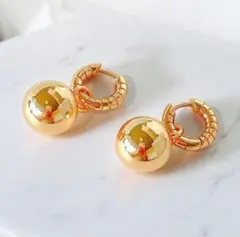 H29* メタルボール　フープピアス　ゴールド