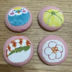 くるみボタン　マグネット　ゆるアニマル　磁石　鳥　手まり寿司　和柄　和風　寿司