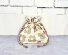 入学入園　ハンドメイド お弁当袋　巾着袋 花柄 モダンフラワーピンク