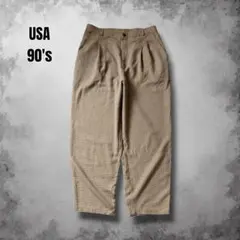 90s USA製 ヴィンテージ ツータックワイドスラックス チェックパンツ
