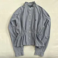 90sビンテージ ラルフローレン チェックシャツ長袖オールド　ペプラムレディース