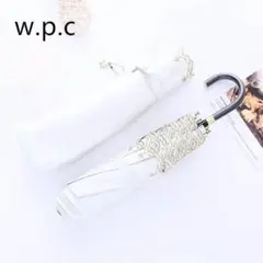 新品　wpc 遮熱・遮光ミニパラソル 軽量 折り畳み傘　星柄 日傘 オフホワイト
