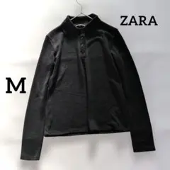 ZARA ザラ 長袖 ポロニット M 黒 ブラック トップス