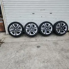 215/70R16ホワイトレター メッキトリムリングプリウスα純正鉄チン
