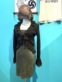 コーデュロイワンピース　 ミニワンピース　y2k 平成ギャル　グランジ