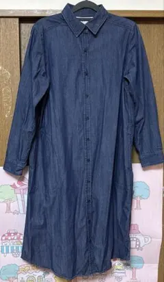 無印良品　マタニティ　授乳服　デニムブルー シャツワンピース M-L