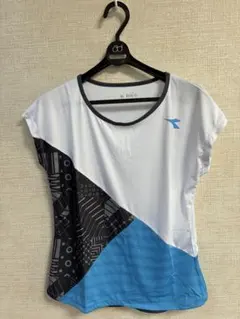 Diadora テニス用Tシャツ ホワイト ブルー ブラックのサムネイル