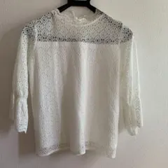 COMME CA ISM ホワイトレースシャツ Ｓ