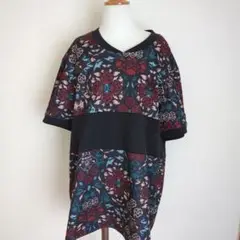 adidasOriginals ワンポイントロゴ刺繍 和風花柄 Ｔシャッ
