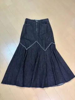 ダークブルーデニムフレアスカート Sサイズ
