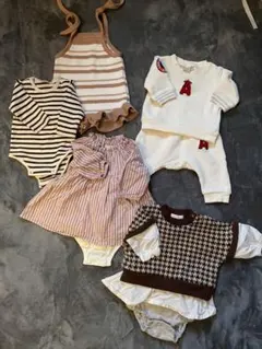 プティマイン ベビー服5点セット（ロンパース・トップス）