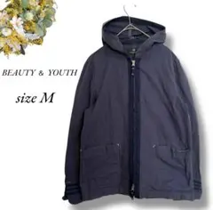 BEAUTY & YOUTHマウンテンパーカー M ネイビー フード付き4487