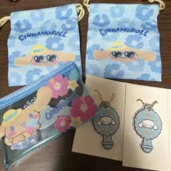 サンリオ シナモロール 日焼け プチ巾着 フラットポーチ ぷちミラー