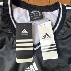 adidas ナイロンプルオーバー Vネック ブラック×ホワイト 新品タグ付き