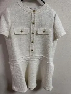 ZARA/ホワイトツイード風半袖ワンピース