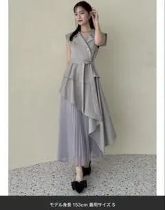 dazzlin アシメプリーツトレンチワンピース グレー M