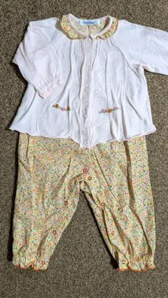 70cm　ファミリア　リバティ　小花柄　ロンパース　カバーオール　状態良好