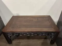 ダークブラウン木製彫刻入り座卓 - メルカリ