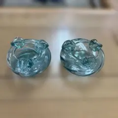 ガラス製品 透明青色 直径約12cm灰皿２個