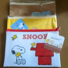 スヌーピー PEANUTS ポーチ 3点セット 平型ポーチ コットンポーチ