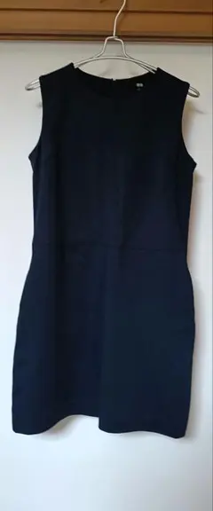 UNIQLO ノースリーブ ひざ丈ワンピース ネイビー L
