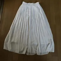 美品　ユニクロ　ベージュホワイト シフォン プリーツスカート　S