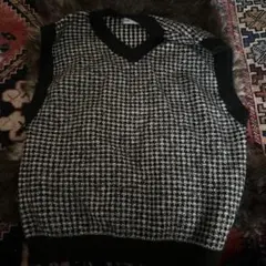 チェック柄 Vネック ニットベスト　ZARA