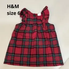 H&M 赤 チェック柄 フリル ワンピース