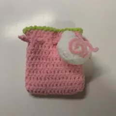 編み物 毛糸 巾着 いちご ねこ ぐるぐる