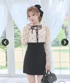 ミシェルマカロン くびれ美脚スカート ビジュー付きブラック