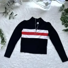 ディバイデッド H&M DIVIDED ハーフジップ リブニット ブラック Mのサムネイル