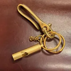 真鍮ホイッスル キーホルダー ブラス カラビナ付き EDC 防災 アウトドア