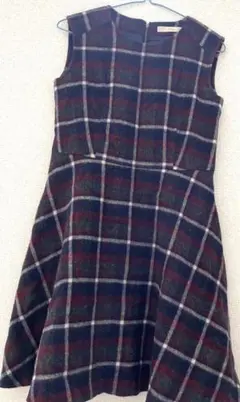 カージュ　ひざ丈　チェック　フレア　ワンピース　秋冬　Ｓサイズ　レディース