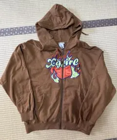 X-girl エックスガール　フレイム刺繍 ブラウンパーカー　サイズS