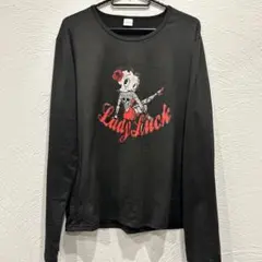 Y2K スカル ロンT XL 黒 薔薇 グランジ 00s 古着