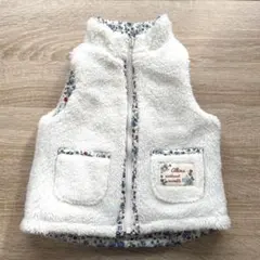 【美品✨】ＨＵＳＨＵＳＨベビーベスト　花柄　90 ホワイト