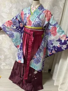 7点セット 袴 着物 帯2枚（1枚新品） 半襟（新品） 袴飾り - メルカリ