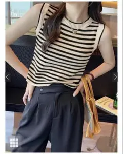 GRL ボーダー柄ニットタンクトップ