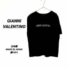 4904U○ジャンニ・バレンチノ 半袖Tシャツ ブラック M ロゴ 春夏 綿　黒のサムネイル