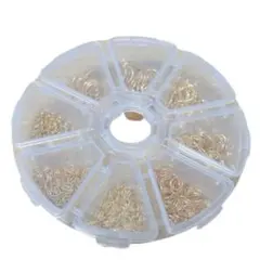 丸カン セット ゴールド 8サイズ ケース付 アクセサリーパーツ 留め具 金具