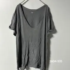 【高級綿】GAP ピマコットン100% VネックTシャツ XL グレー ゆるだぼ