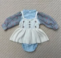 バースデイ　コトリ　花柄　刺繍　ビスチェ付き　ロンパース　70