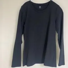 UNIQLO レディース　長袖　ストレッチコットンクルーネックT 黒　L