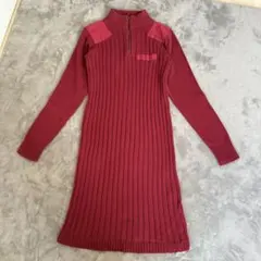 avirex ワンピース リブ ハーフジップ 赤 ドレス ニット