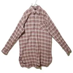 美品　ユーロ古着　グランパシャツ　ウール100　サイズ42　チェック　ロング