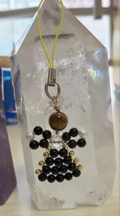 天然石&ビーズ天使の携帯ストラップ