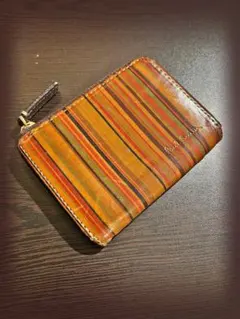 ポールスミスPaulSmithヴィンテージマルチストライプレザーコイン定期ケースのサムネイル