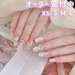 No.07 S ジェルネイルチップ ラメ ハート シルバー グラデー フレンチ