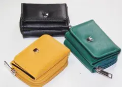 ■新品　送料込み■合成皮革エンボス加工　極小サイズ　三つ折りショートウォレット黒