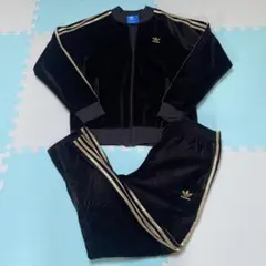 adidasセットアップベロア　ブラウンゴールドトラックジャケット